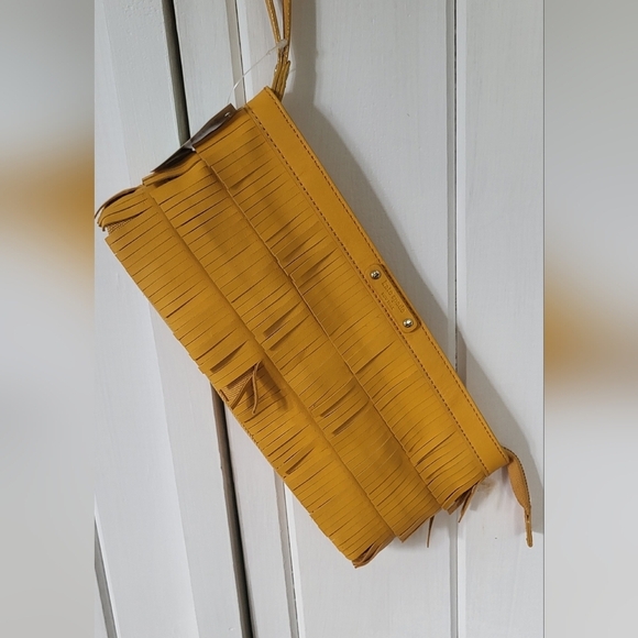 Kate Spade Yuma Fringe Marigold Yellow Leather Wristlet - Picture 2 of 12